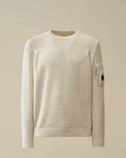 Jumpers<C.P. Company Fleece Knit Crewneck Vanisé Lens Knit White Melange
