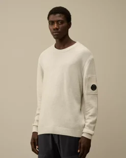 Jumpers<C.P. Company Fleece Knit Crewneck Vanisé Lens Knit White Melange