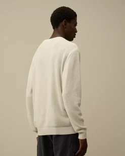 Jumpers<C.P. Company Fleece Knit Crewneck Vanisé Lens Knit White Melange