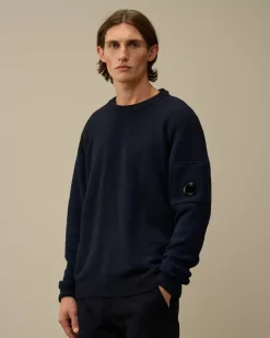 Jumpers<C.P. Company Fleece Knit Crewneck Vanisé Lens Knit Estate Blue