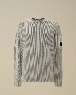Jumpers<C.P. Company Fleece Knit Crewneck Vanisé Knit Black Melange