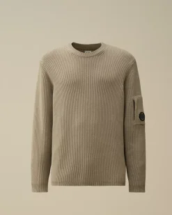 Jumpers<C.P. Company Full Rib Crew Neck Knit Vintage Khaki – Beige