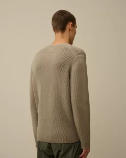Jumpers<C.P. Company Full Rib Crew Neck Knit Vintage Khaki – Beige
