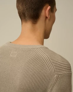 Jumpers<C.P. Company Full Rib Crew Neck Knit Vintage Khaki – Beige