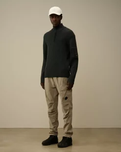 Jumpers<C.P. Company Full Rib Half Zipped Knit Black Sand