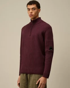 Jumpers<C.P. Company Full Rib Half Zipped Knit Potent Purple