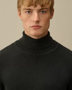Jumpers<C.P. Company Full Rib Turtleneck Knit Black Sand