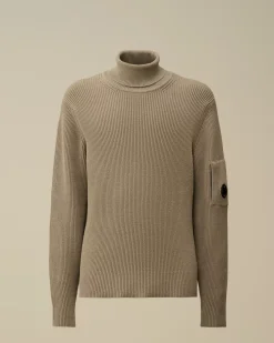 Jumpers<C.P. Company Full Rib Turtleneck Knit Vintage Khaki – Beige