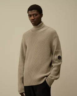 Jumpers<C.P. Company Full Rib Turtleneck Knit Vintage Khaki – Beige