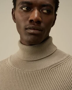 Jumpers<C.P. Company Full Rib Turtleneck Knit Vintage Khaki – Beige