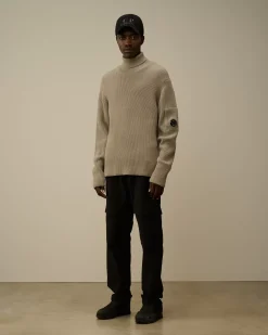 Jumpers<C.P. Company Full Rib Turtleneck Knit Vintage Khaki – Beige
