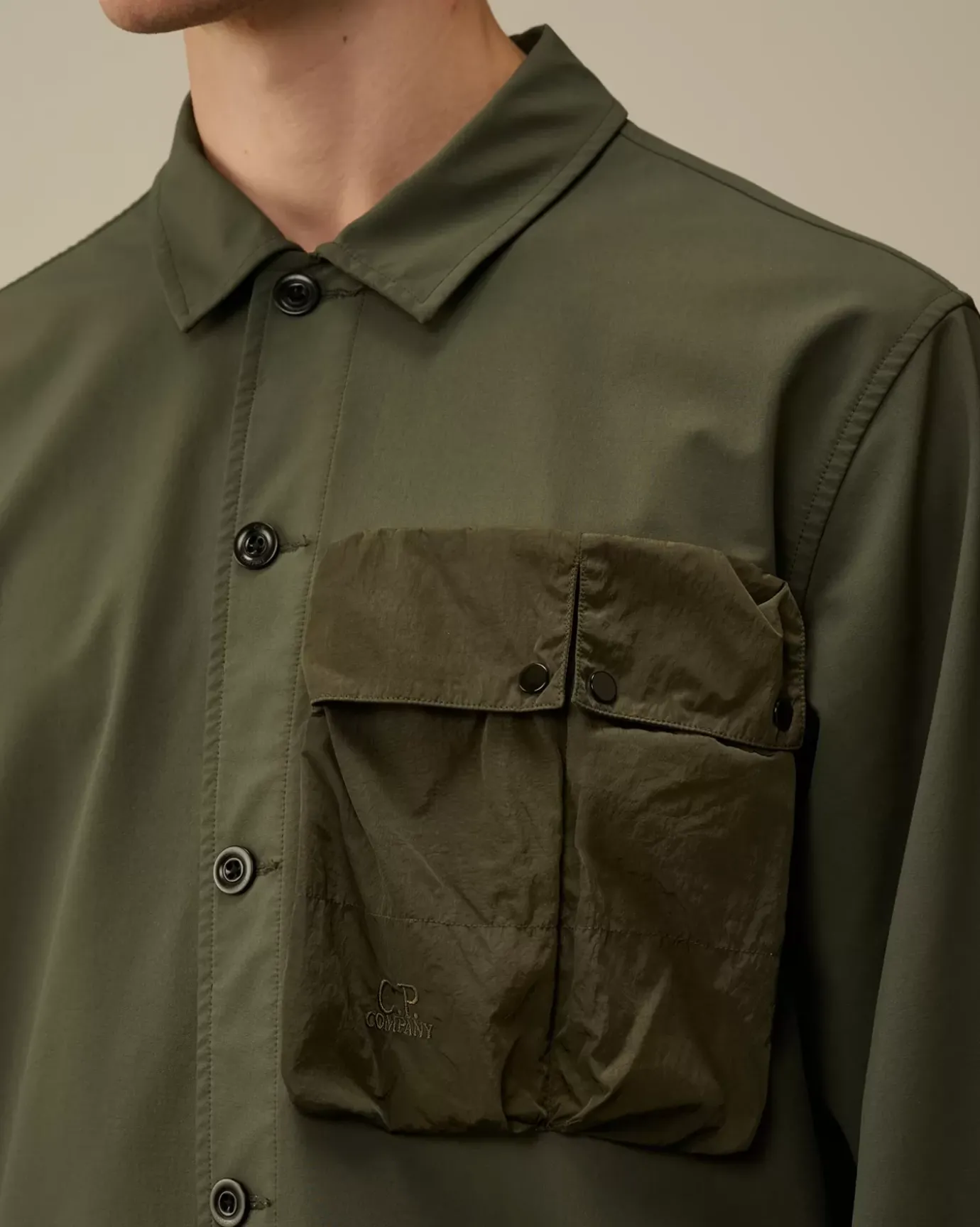 Overshirt<C.P. Company GD Shell Mixed Buttoned Overshirt Grape Leaf – Green