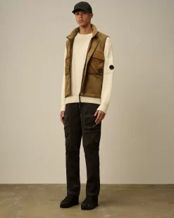 Jacket & Coats<C.P. Company GD Shell Mixed Lens Vest Toffee – Beige