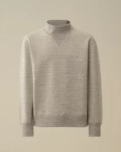 Sweatshirts<C.P. Company Japanese Mélange Fleece Logo Funnel Neck Sweatshirt Greystone Melange