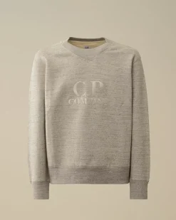 Sweatshirts<C.P. Company Japanese Mélange Fleece Logo Crewneck Sweatshirt Greystone Melange