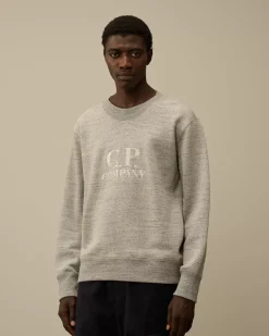 Sweatshirts<C.P. Company Japanese Mélange Fleece Logo Crewneck Sweatshirt Greystone Melange