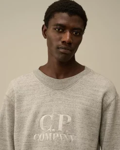 Sweatshirts<C.P. Company Japanese Mélange Fleece Logo Crewneck Sweatshirt Greystone Melange