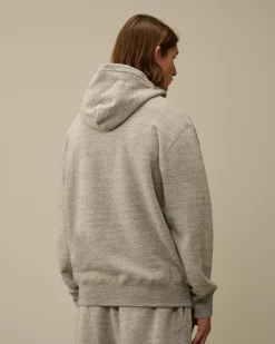 Sweatshirts<C.P. Company Japanese Mélange Fleece Logo Hooded Sweatshirt Greystone Melange