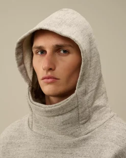 Sweatshirts<C.P. Company Japanese Mélange Fleece Logo Hooded Sweatshirt Greystone Melange