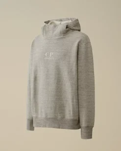Sweatshirts<C.P. Company Japanese Mélange Fleece Logo Hooded Sweatshirt Greystone Melange