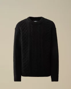 Jumpers<C.P. Company Lambswool Crewneck Logo Knit Black