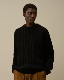 Jumpers<C.P. Company Lambswool Crewneck Logo Knit Black