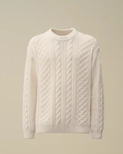 Jumpers<C.P. Company Lambswool Crewneck Logo Knit Gauze White