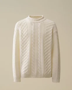 Jumpers<C.P. Company Lambswool Funnel Neck Knit Gauze White