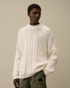 Jumpers<C.P. Company Lambswool Funnel Neck Knit Gauze White