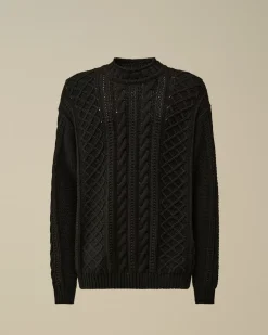 Jumpers<C.P. Company Lambswool Funnel Neck Knit Black