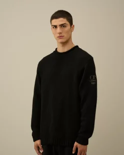 Jumpers<C.P. Company Lambswool GRS Boxy Crew Neck Knit Black