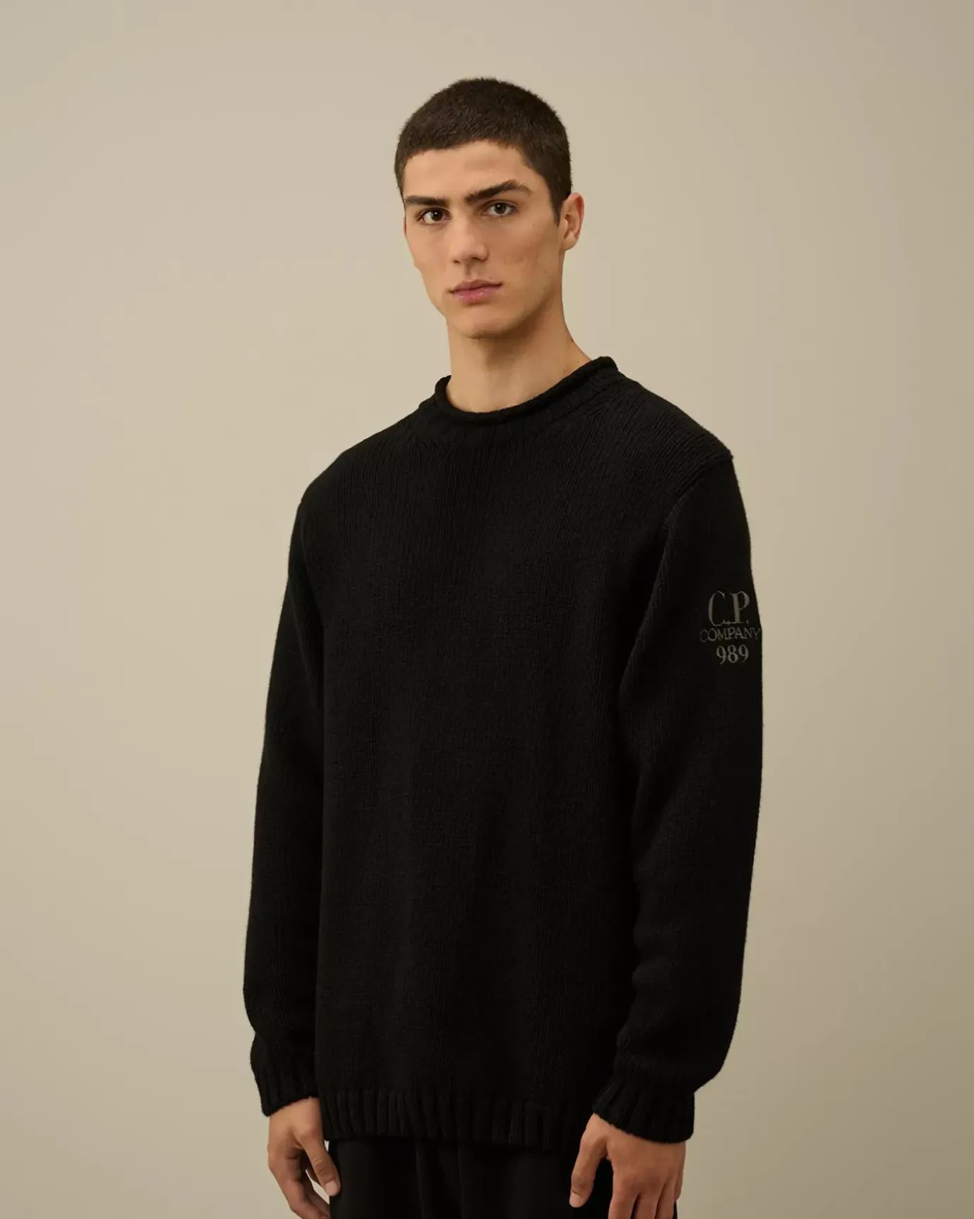 Jumpers<C.P. Company Lambswool GRS Boxy Crew Neck Knit Black