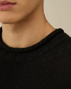 Jumpers<C.P. Company Lambswool GRS Boxy Crew Neck Knit Black