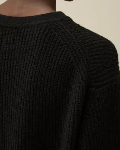 Jumpers<C.P. Company Lambswool GRS Boxy Crew Neck Ribbed Knit Black