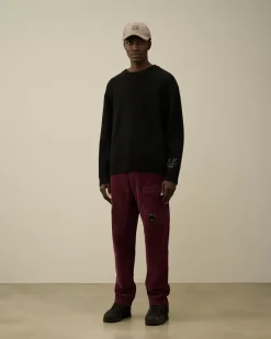 Jumpers<C.P. Company Lambswool GRS Boxy Crew Neck Ribbed Knit Black
