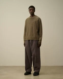 Jumpers<C.P. Company Lambswool GRS Boxy Crew Neck Ribbed Knit Walnut – Beige