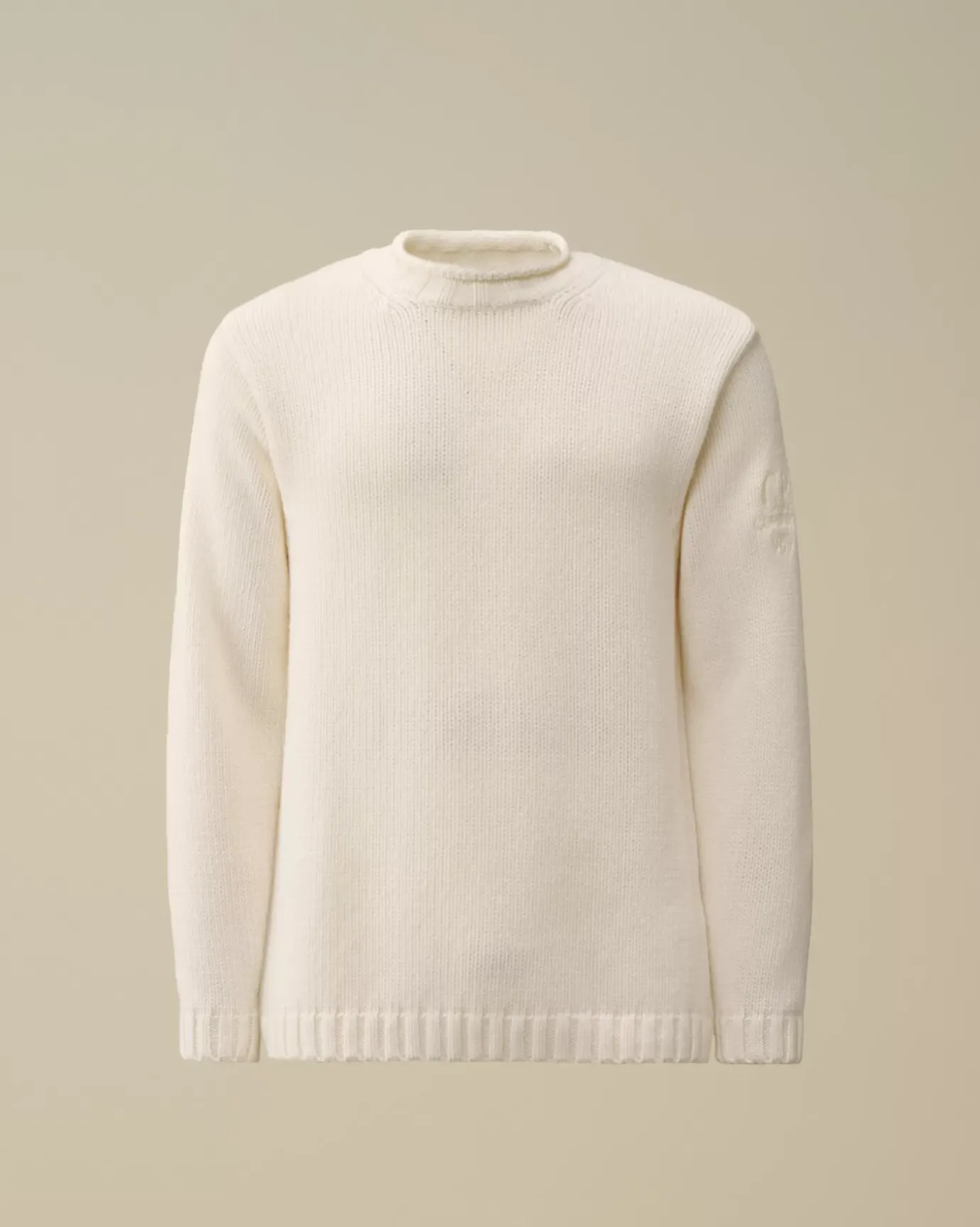 Jumpers<C.P. Company Lambswool GRS Boxy Crew Neck Knit Gauze White