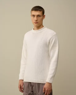 Jumpers<C.P. Company Lambswool GRS Boxy Crew Neck Knit Gauze White