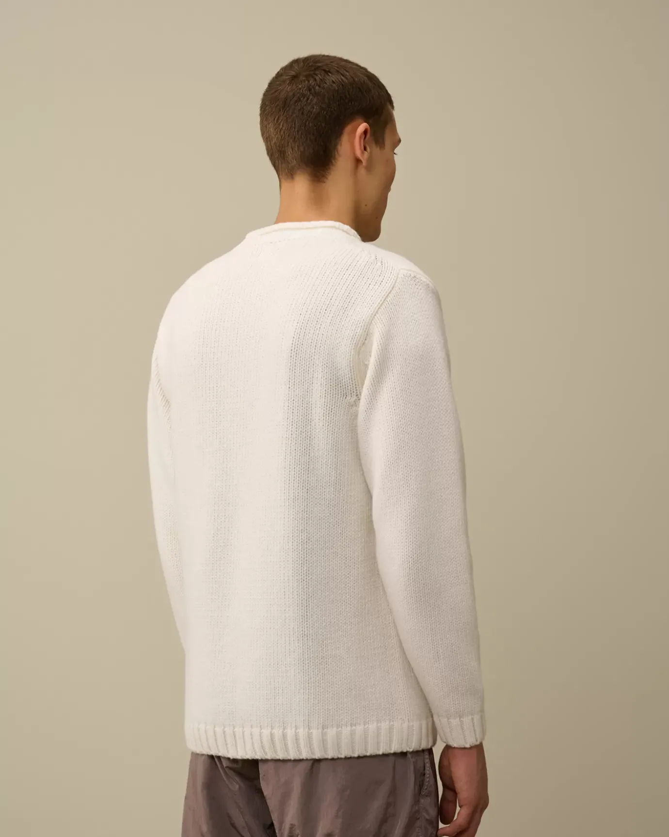 Jumpers<C.P. Company Lambswool GRS Boxy Crew Neck Knit Gauze White