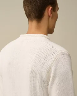Jumpers<C.P. Company Lambswool GRS Boxy Crew Neck Knit Gauze White