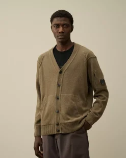 Jumpers<C.P. Company Lambswool GRS Buttoned Cardigan Walnut – Beige