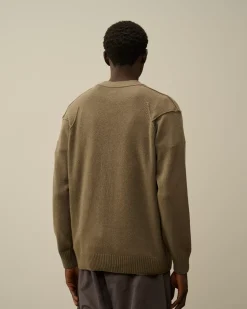 Jumpers<C.P. Company Lambswool GRS Buttoned Cardigan Walnut – Beige