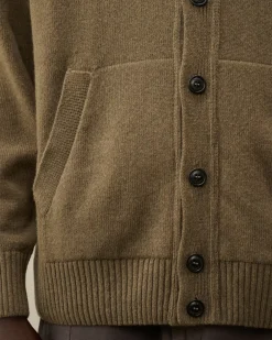 Jumpers<C.P. Company Lambswool GRS Buttoned Cardigan Walnut – Beige