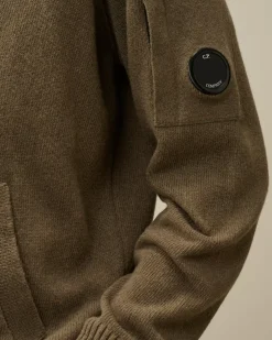 Jumpers<C.P. Company Lambswool GRS Buttoned Cardigan Walnut – Beige