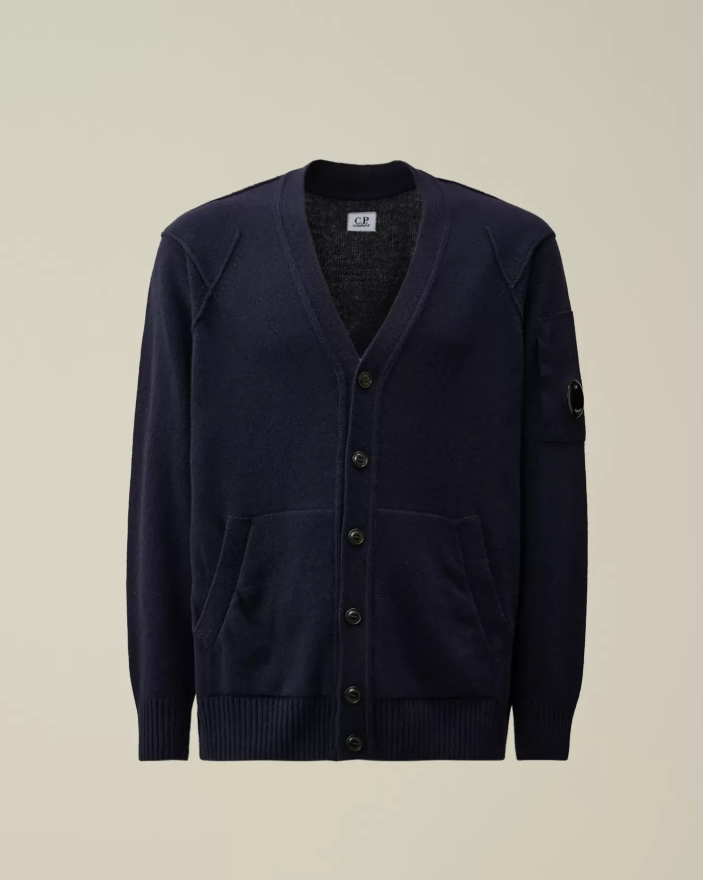 Jumpers<C.P. Company Lambswool GRS Buttoned Cardigan Total Eclipse – Blue