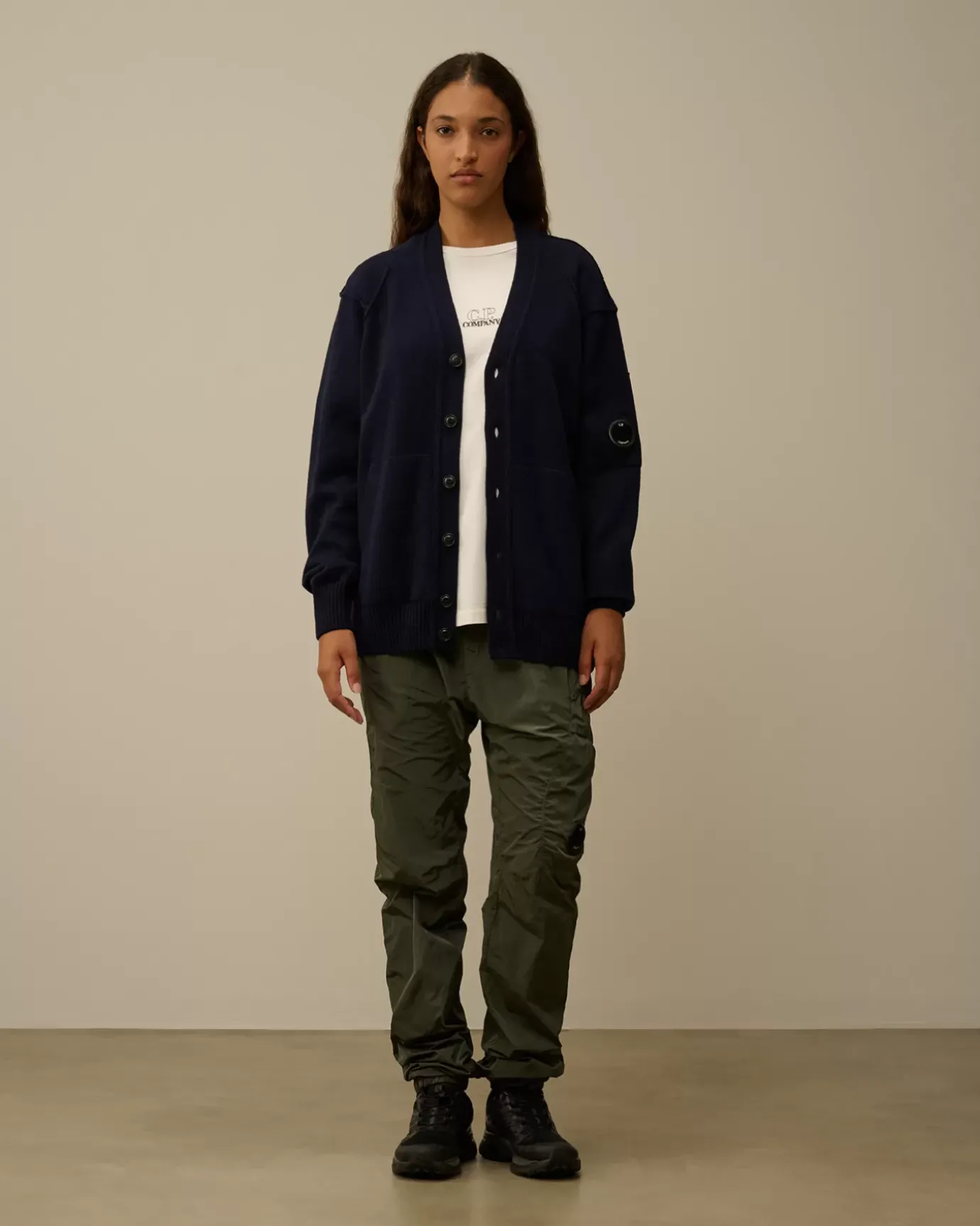 Jumpers<C.P. Company Lambswool GRS Buttoned Cardigan Total Eclipse – Blue