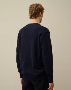 Jumpers<C.P. Company Lambswool GRS Buttoned Cardigan Total Eclipse – Blue
