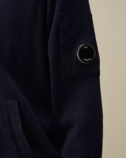 Jumpers<C.P. Company Lambswool GRS Buttoned Cardigan Total Eclipse – Blue