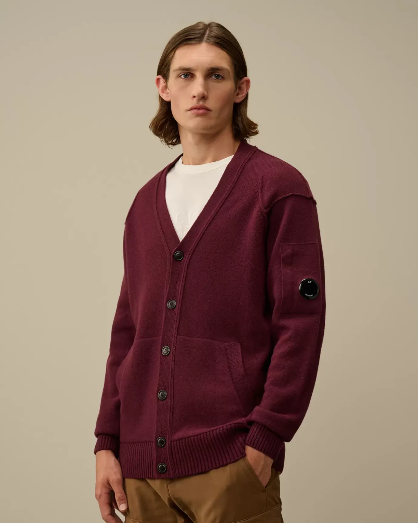 Jumpers<C.P. Company Lambswool GRS Buttoned Cardigan Potent Purple
