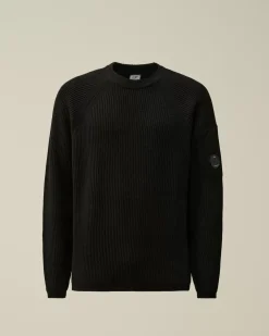 Jumpers<C.P. Company Lambswool GRS Crew Neck Full Knit Black